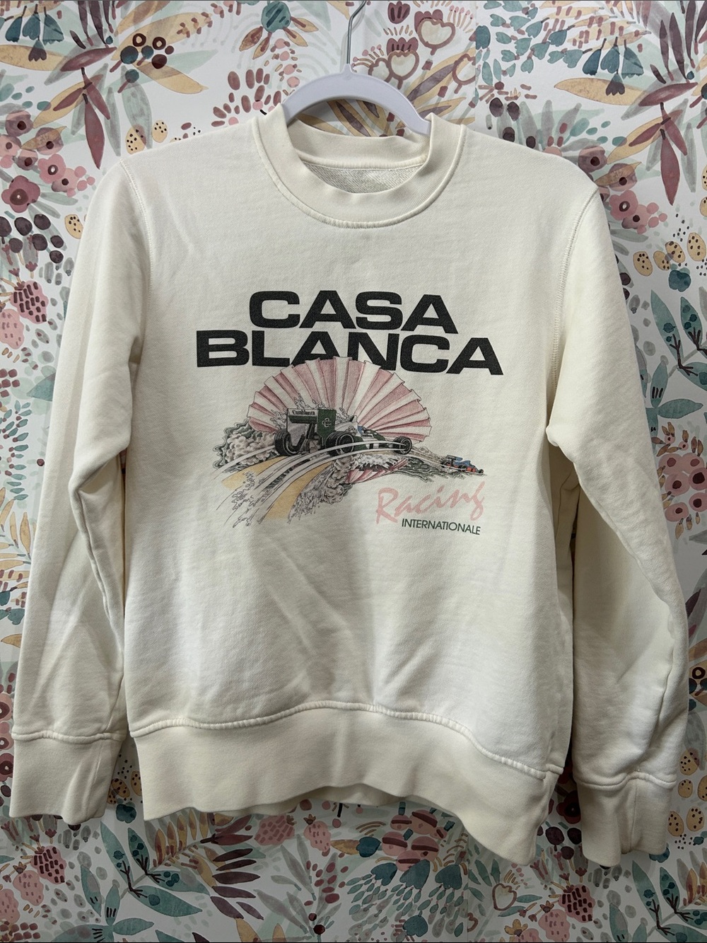Casablanca Racing Shell sweatshirt Ivory Off White Sz Small Organic Unisex Lux